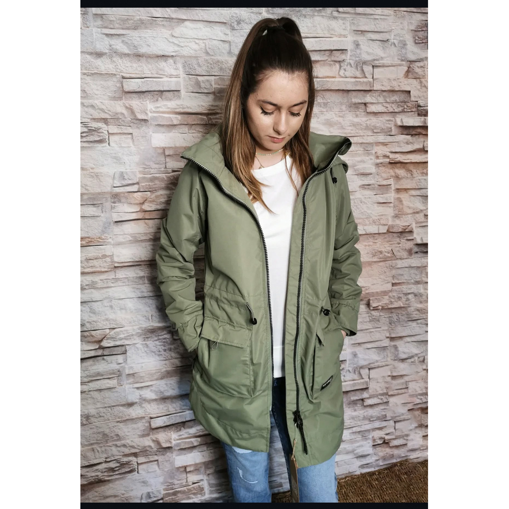 ALIFE\u0026KICKIN/Alef\u0026Kiki Spring and Autumn Windproof Medium to Long Hooded Outdoor Hiking Work Jacket for Women