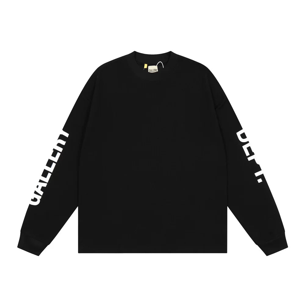 Gallery Dept letter printed logo high street trendy waffle grid long sleeved T-shirt autumn loose base shirt