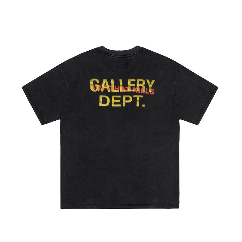 GALLERY DEPT retro washed old angel skull rose print short sleeve men and women loose T-shirt summer