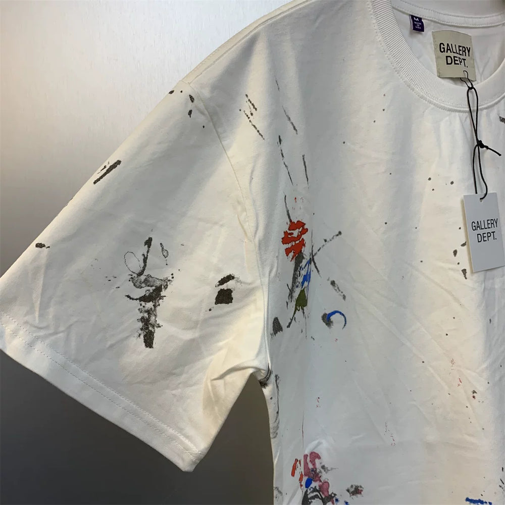 Gallery Depot PAINT SHOP SOUVENIR TEE New Ink Splash Printed Cotton Short sleeved T-shirt