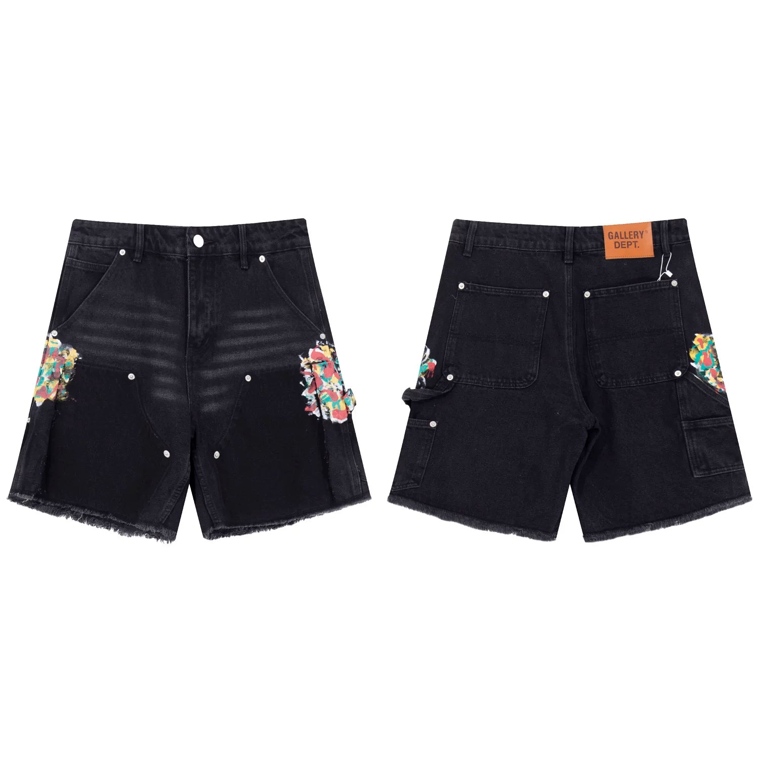 Gallery Dept Inkjet Logging Pants Splicing Work Pants Washed Jeans Shorts Versatile Casual Pentagram Pants