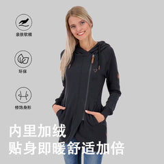 Alife\u0026Kikin/Alif\u0026Kiki Foreign Trade Stand up Collar Zipper Hoodie with Velvet Warm Coat Spring and Autumn Winter Women