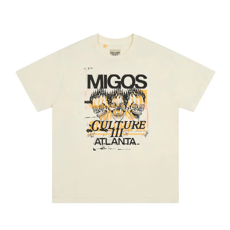 Midea GALLERY DEPT MIGOS Atlanta limited edition hot stamping design washed and worn short sleeved T-shirt for summer