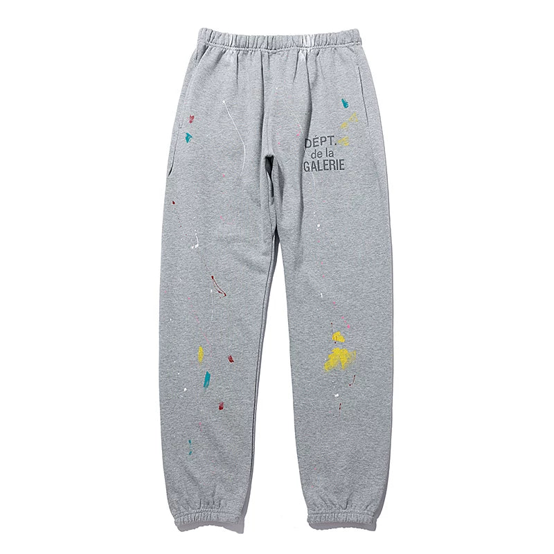 Gallery Dept Ink Splashing Graffiti Thin Pants High Street Trendy Brand Pure Cotton Casual Pants Men's and Women's Foot binding Sports Pants