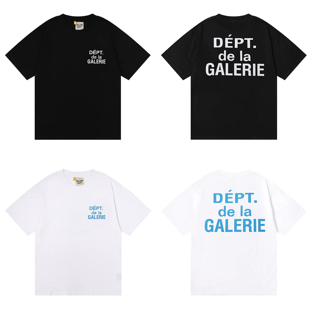 GALLERY DEPT Letter Printed T-shirt 2023 Summer Trendy Brand Short Sleeve Youth Cotton Loose Top
