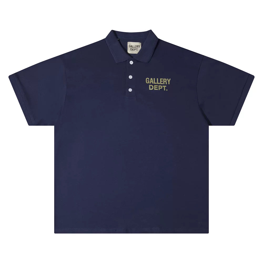 Gallery Depot Classic Basic Letter LOGO Slogan Printed Polo Shirt Men's and Women's Loose Short sleeved T-shirt