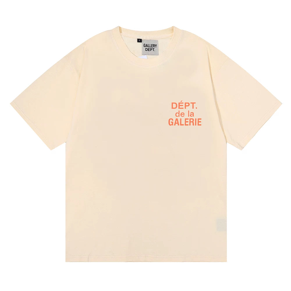 GALLERY DEPT rear cracked LOGO letter printed T-shirt summer loose casual men and women round neck short sleeves trendy