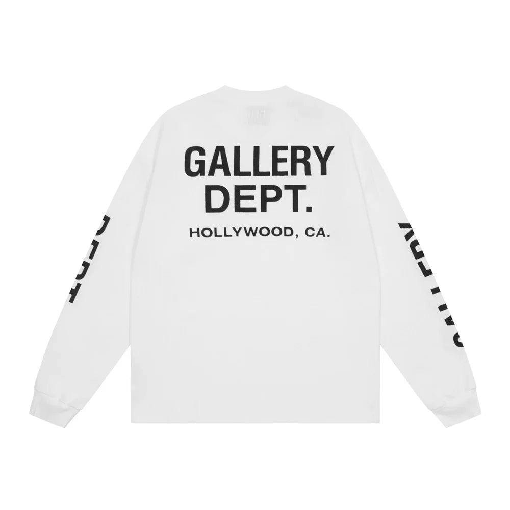 Gallery Dept letter printed logo high street trendy waffle grid long sleeved T-shirt autumn loose base shirt