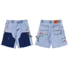 Gallery Dept Inkjet Logging Pants Splicing Work Pants Washed Jeans Shorts Versatile Casual Pentagram Pants