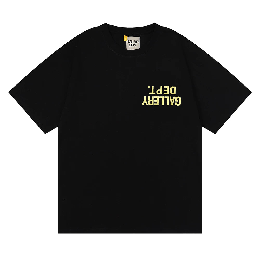 Midea GALLERY DEPT Inverted LOGO Design Letter Printed Half Sleeve T-shirt High Street Loose Men's and Women's Short Sleeves