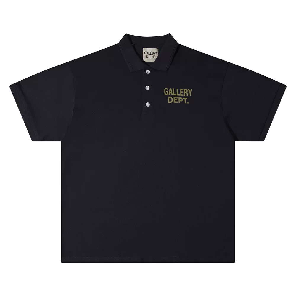Gallery Depot Classic Basic Letter LOGO Slogan Printed Polo Shirt Men's and Women's Loose Short sleeved T-shirt