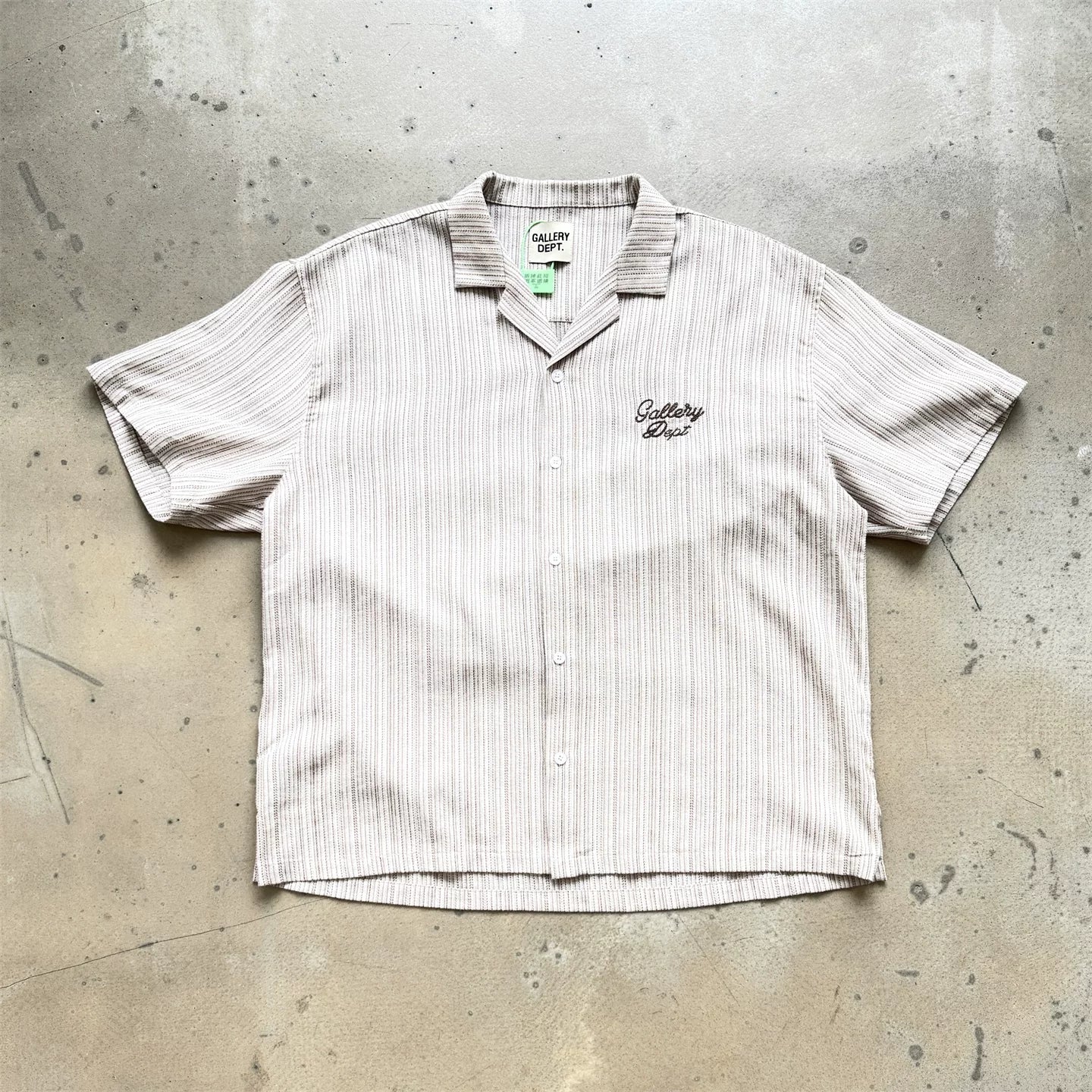 GALLERY DEPT American retro Cuban collar short sleeved shirt loose striped embroidered lazy style versatile shirt
