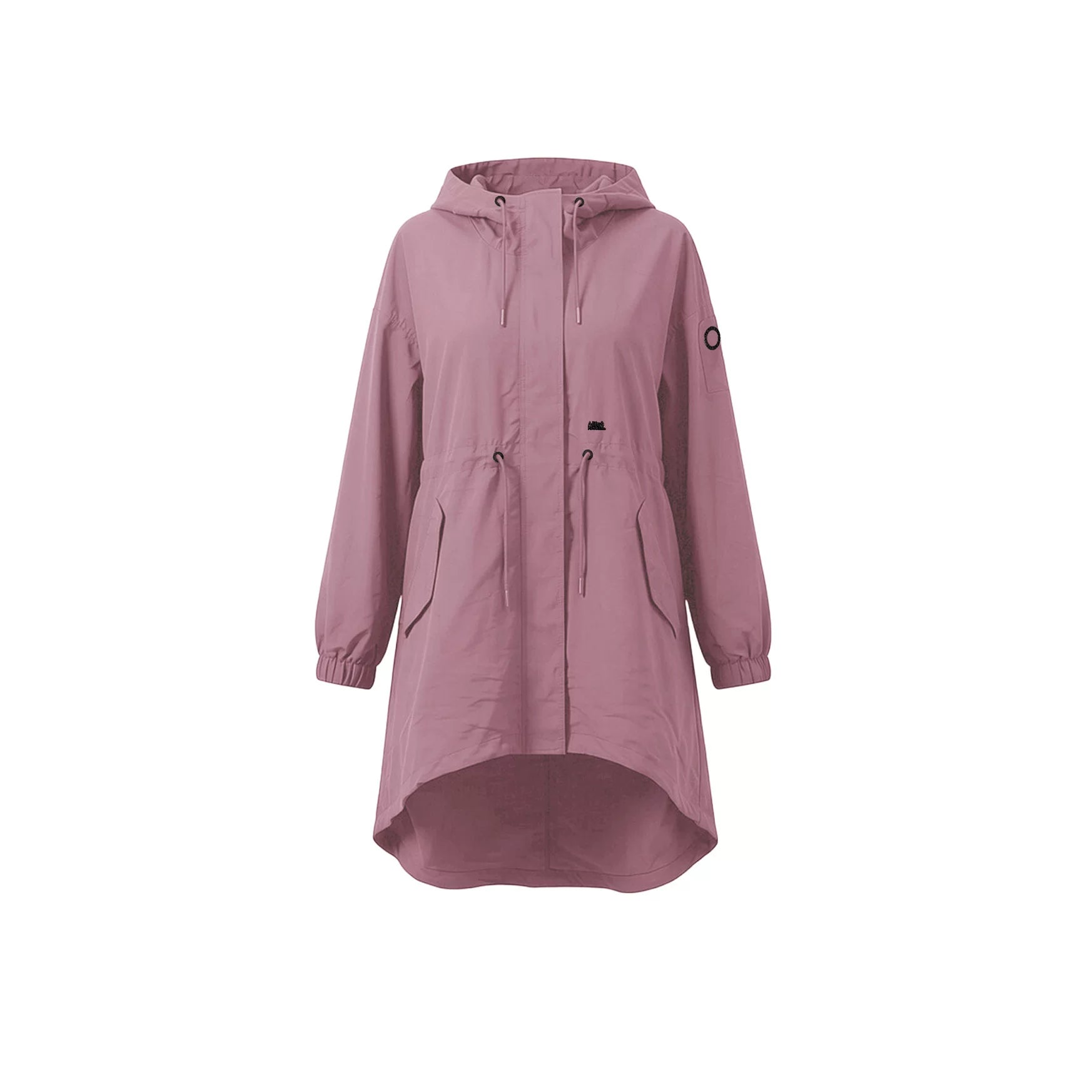 ALIFE\u0026KICKIN/Alef\u0026Kiki hooded drawstring waist cinching parka jacket for women, mid length windbreaker