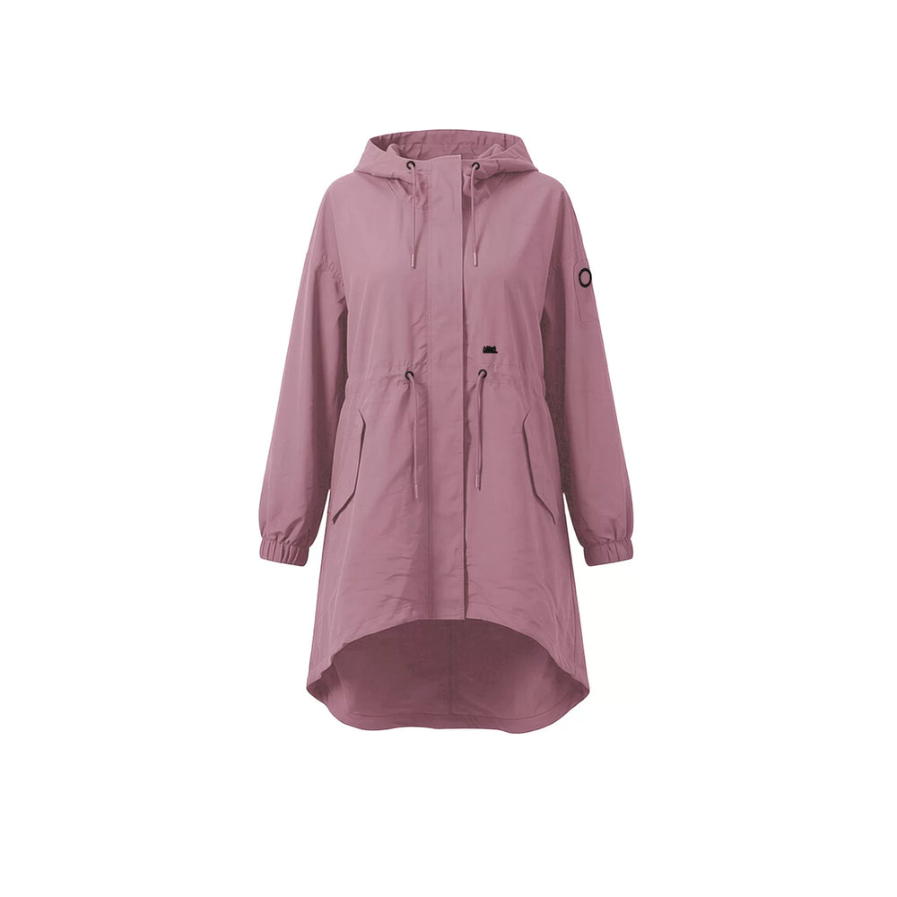ALIFE\u0026KICKIN/Alef\u0026Kiki hooded drawstring waist cinching parka jacket for women, mid length windbreaker