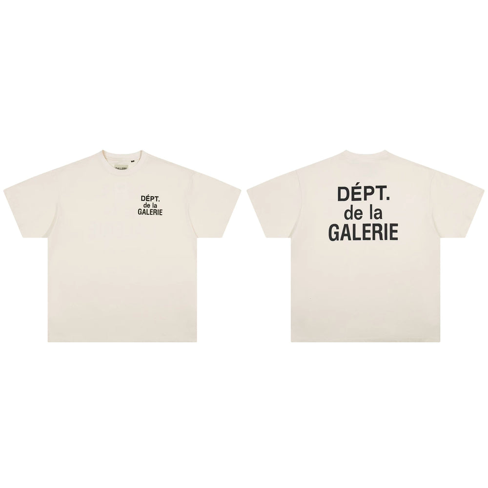 GALLERY DEPT Classic New Color Scheme French Letter LOGO Slogan Pure Cotton Round Neck Men's and Women's Short sleeved T-shirt