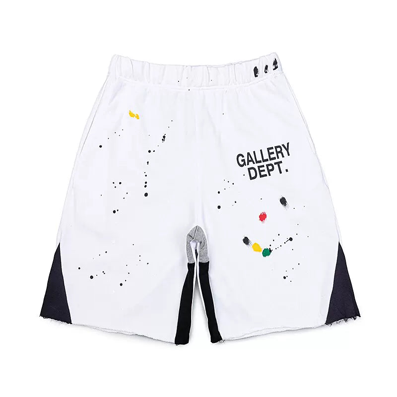 GALLERY DEPT Splicing Ink Splashing Tearing Edge Destruction Shorts Summer Cotton Loose Men's and Women's Casual Pentagram Pants Trendy