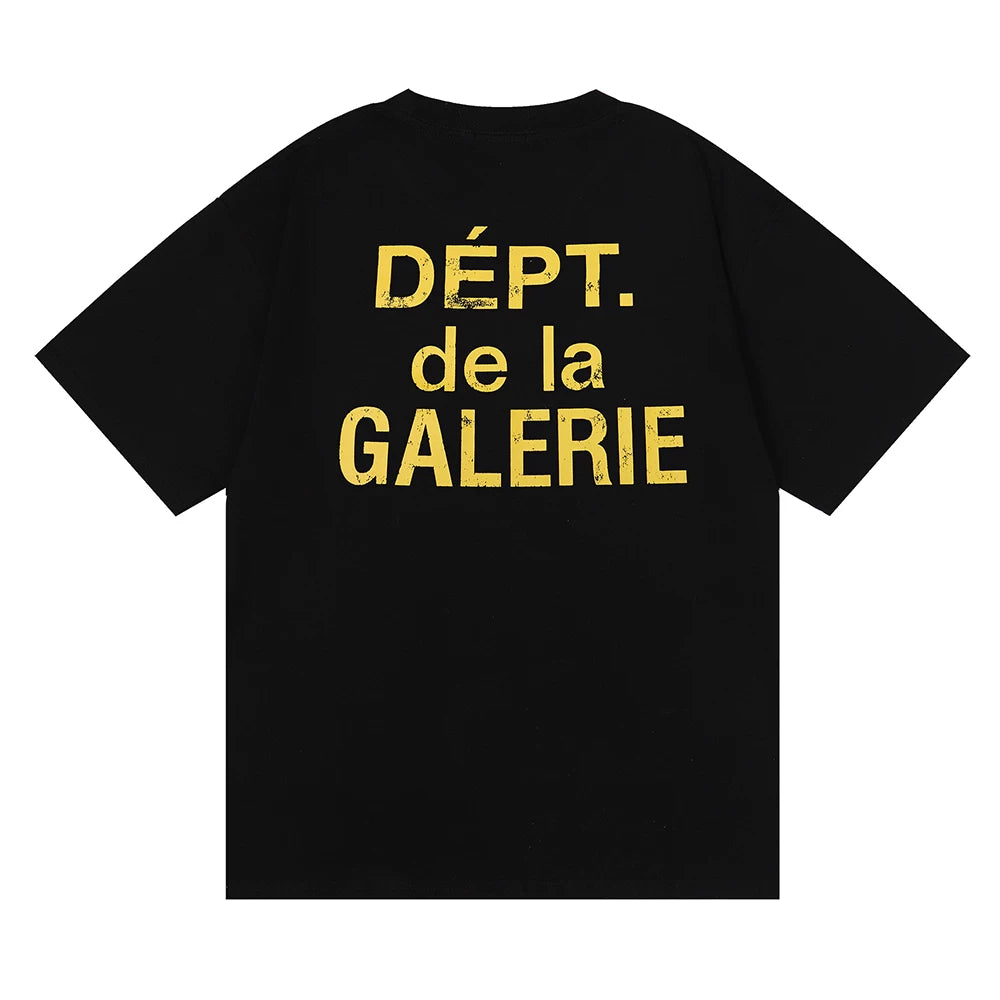 GALLERY DEPT rear cracked LOGO letter printed T-shirt summer loose casual men and women round neck short sleeves trendy