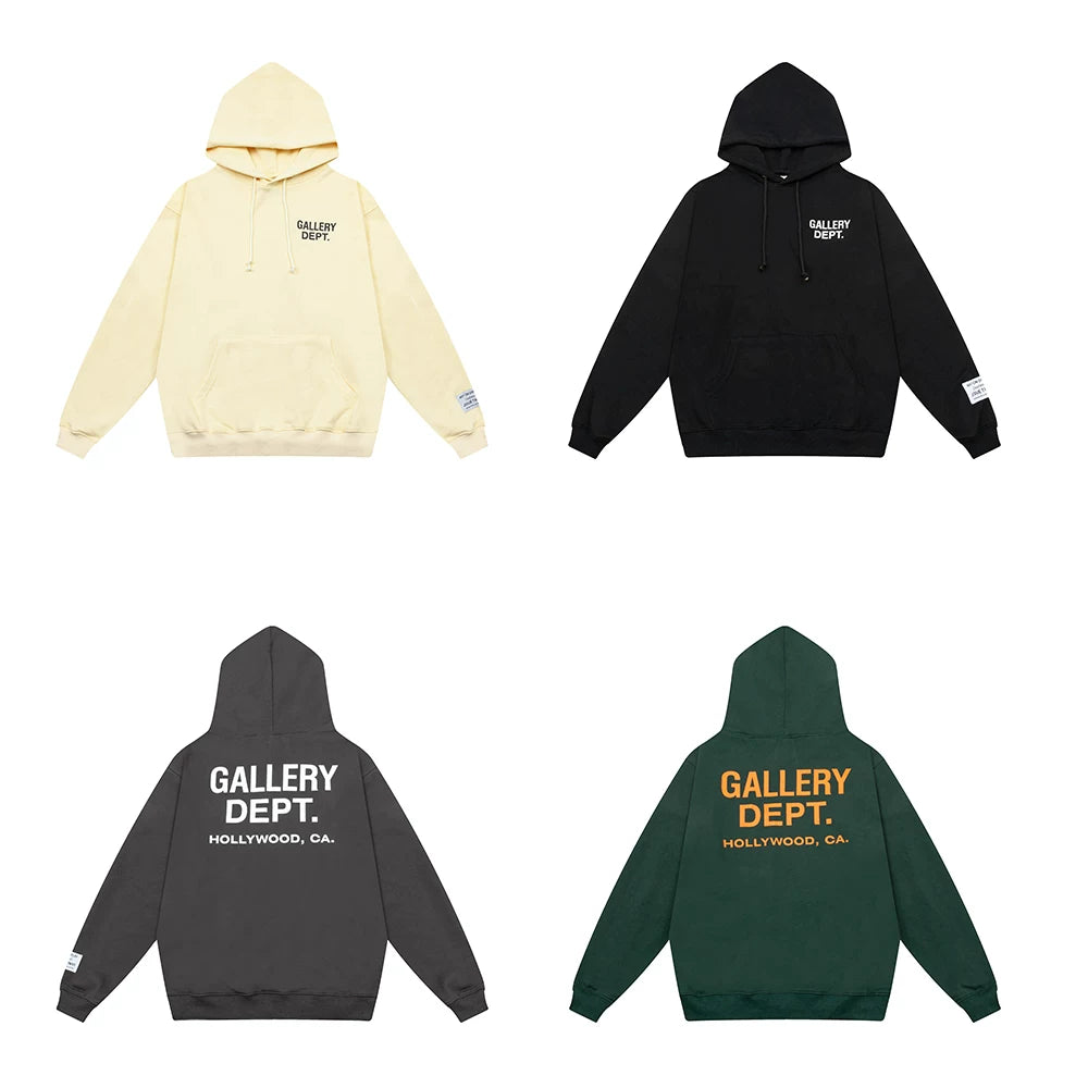 GALLERY DEPT Classic Letter Printed Hoodie from Europe and America INS Men's and Women's High Street Loose Cotton Pullover Sweater