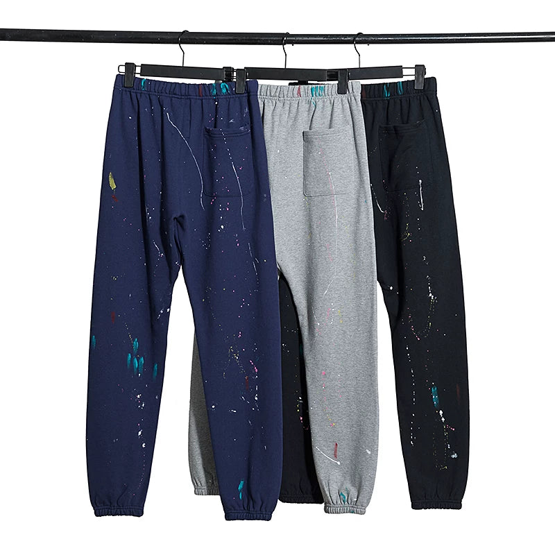 Gallery Dept Ink Splashing Graffiti Thin Pants High Street Trendy Brand Pure Cotton Casual Pants Men's and Women's Foot binding Sports Pants