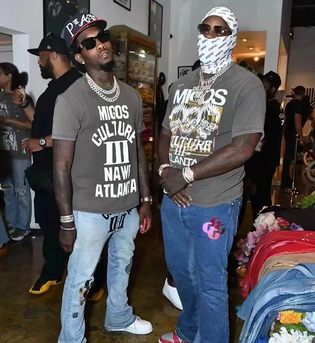 Midea GALLERY DEPT MIGOS Atlanta limited edition hot stamping design washed and worn short sleeved T-shirt for summer