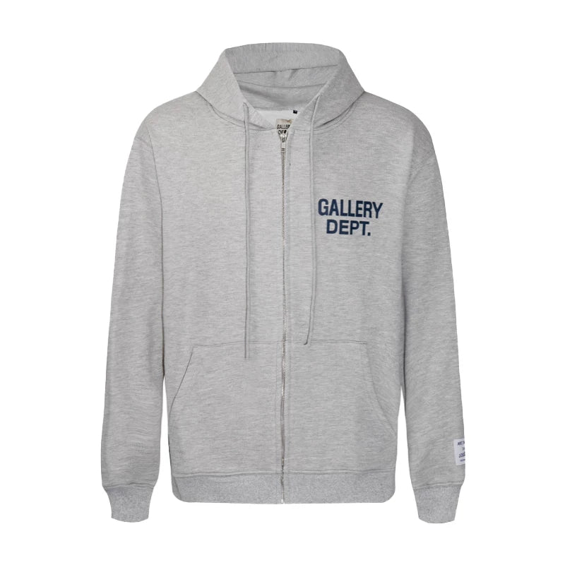 Gallery Depot Autumn Letter Logo Slogan Printed Zipper Jacket Cotton Casual Loose Hoodie