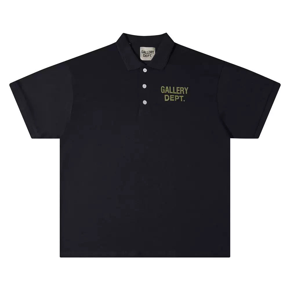 Gallery Depot Classic Basic Letter LOGO Slogan Printed Polo Shirt Men's and Women's Loose Short sleeved T-shirt