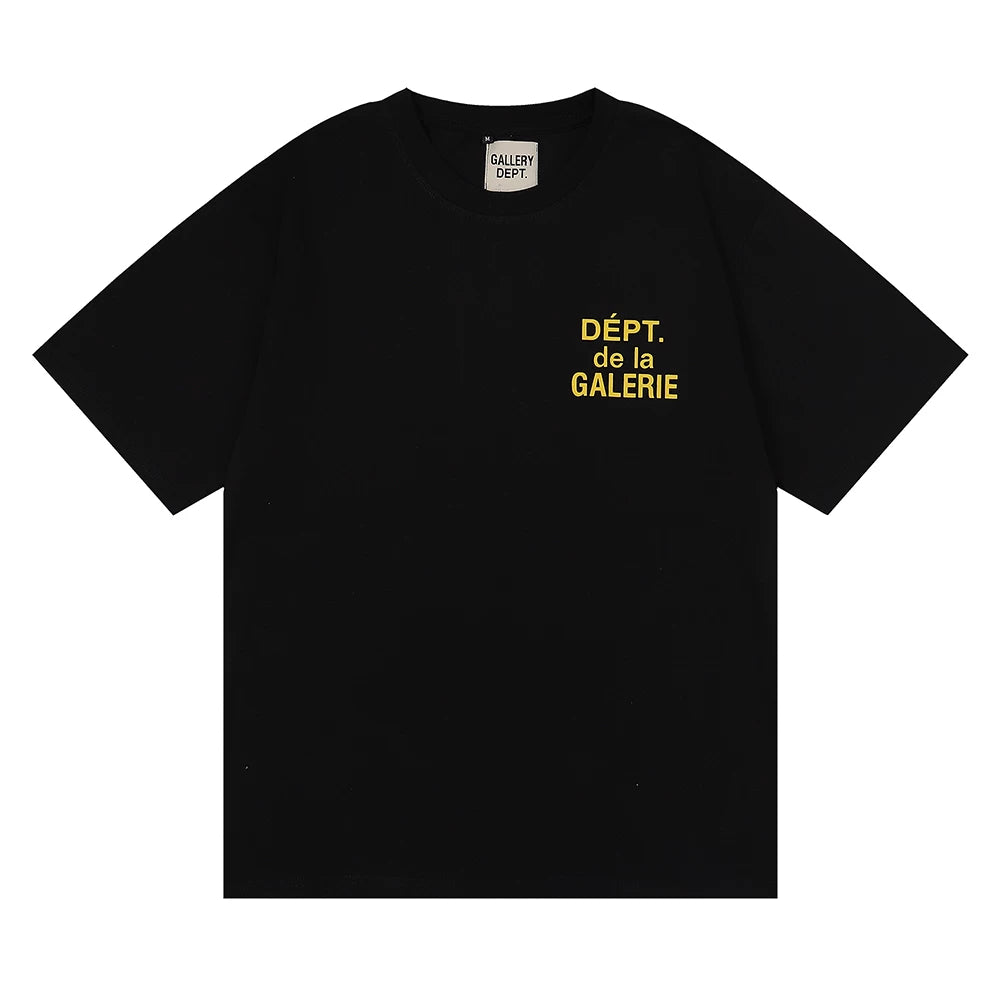 GALLERY DEPT rear cracked LOGO letter printed T-shirt summer loose casual men and women round neck short sleeves trendy