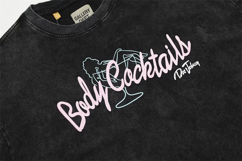 Gallery Dept BODY COCKTAILS TEE High Street Washed Vintage Short sleeved T-shirt Trendy
