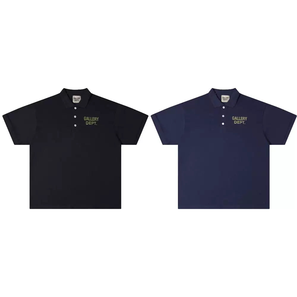 Gallery Depot Classic Basic Letter LOGO Slogan Printed Polo Shirt Men's and Women's Loose Short sleeved T-shirt