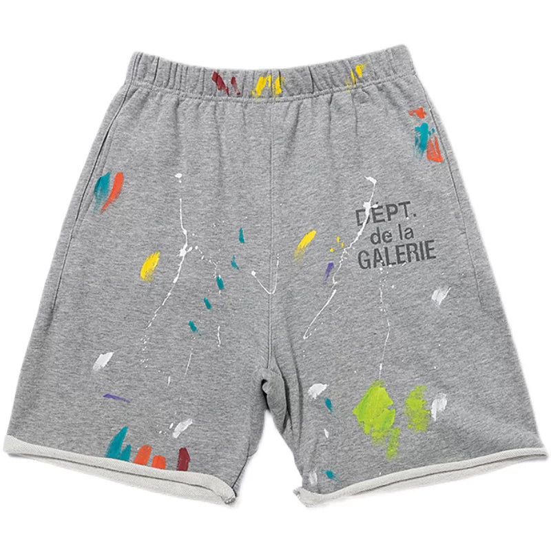 Gallery Dept Inkjet Graffiti Shorts Street Trendy Brand Loose Casual Sports Pants Men's and Women's Pure Cotton Pentagram Pants