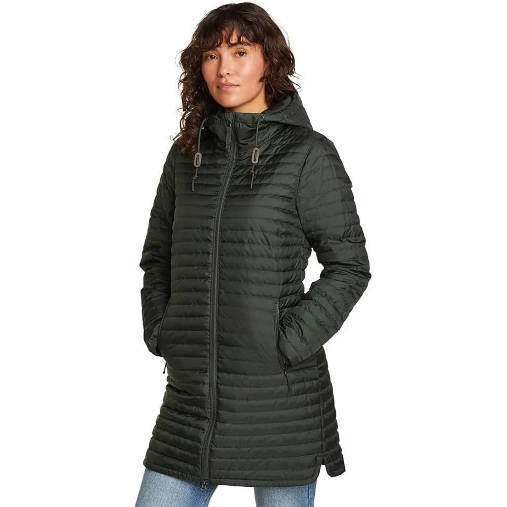 EddieBauer Breakout Clearance Ms. EddieBauer 650 Pong Lightweight Hooded Pork Rib Down Jacket Waterproof