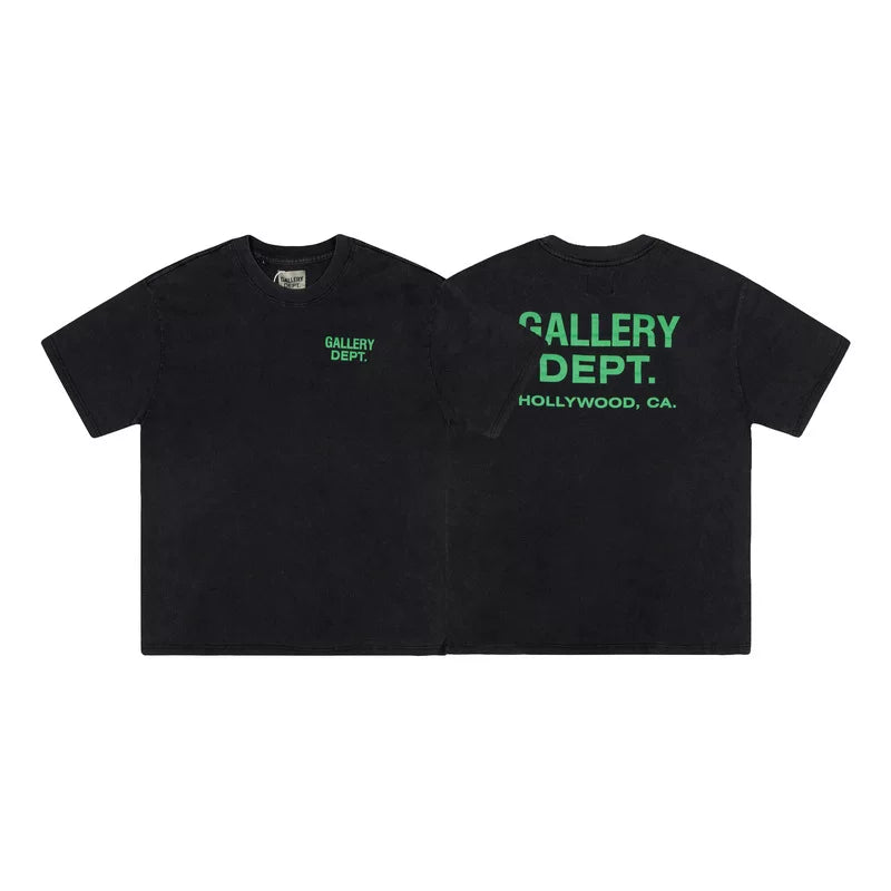 GALLERY DEPT Retro Washed Vintage Letter Printed T-shirt Summer Men's and Women's Loose Street Trendy Brand Short Sleeve