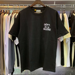 GALLERY DEPT Letter Printed T-shirt 2023 Summer Trendy Brand Short Sleeve Youth Cotton Loose Top