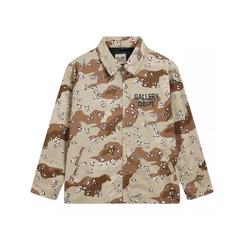 Gallery Depot new letter logo printed desert camouflage coach jacket k khaki zipper jacket