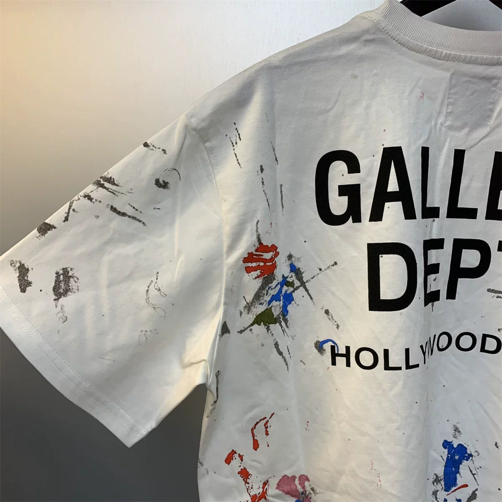 Gallery Depot PAINT SHOP SOUVENIR TEE New Ink Splash Printed Cotton Short sleeved T-shirt
