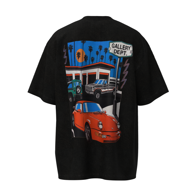 Gallery Depot Vintage Washed Vintage Cartoon Car Short Sleeve Vintage Loose Casual T-shirt Summer