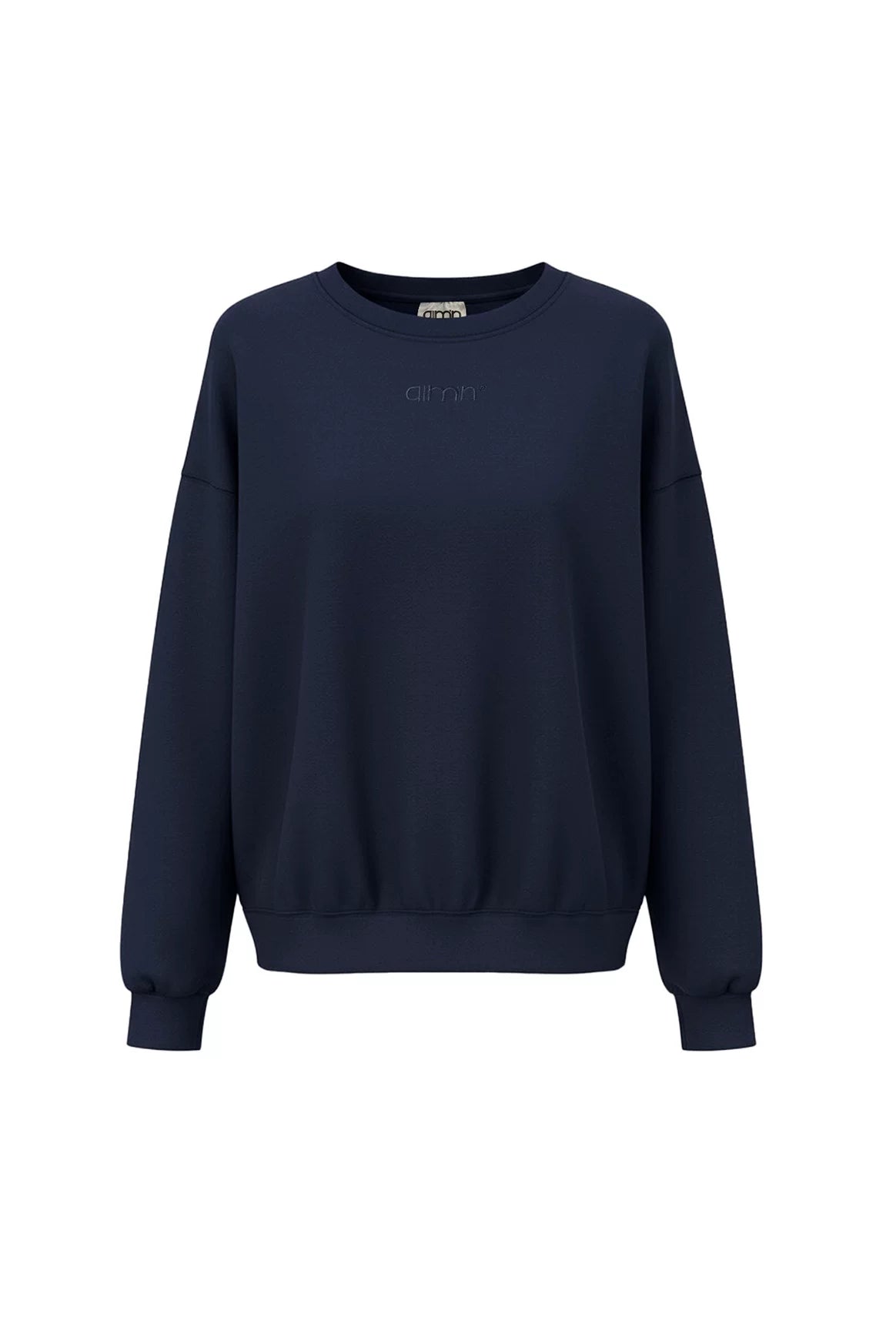 Aimn round neck sports hoodie for women, moisture absorbing and breathable, loose shoulder, lazy style, sports and fitness long sleeved pullover