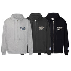 Gallery Depot Autumn Letter Logo Slogan Printed Zipper Jacket Cotton Casual Loose Hoodie