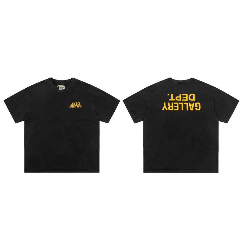 GALLERY DEPT High Street Retro Doing Old Wash Reverse Letter Printed Short Sleeve Men's and Women's Loose Trendy Brand T-shirt