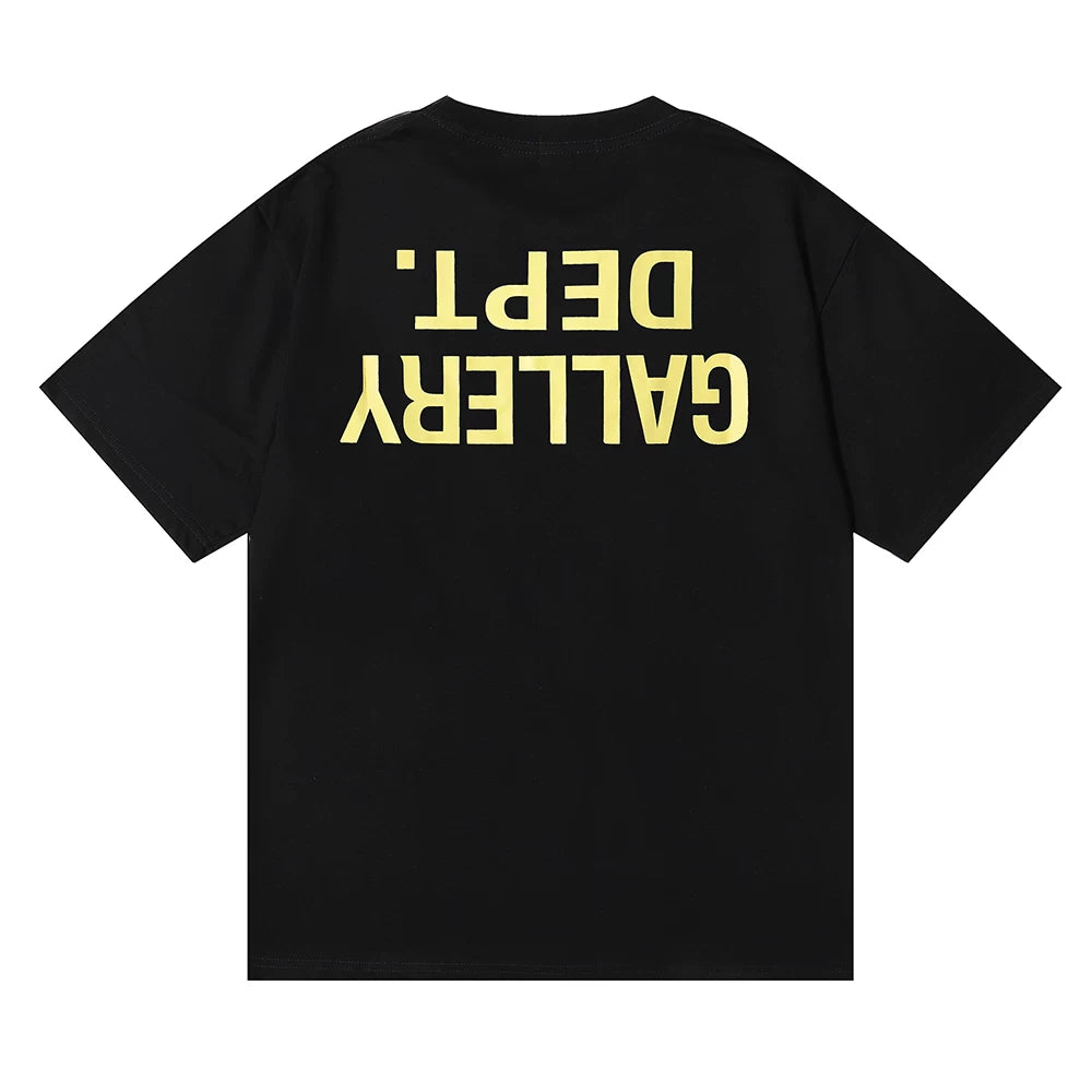 Midea GALLERY DEPT Inverted LOGO Design Letter Printed Half Sleeve T-shirt High Street Loose Men's and Women's Short Sleeves