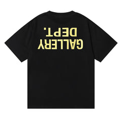 Midea GALLERY DEPT Inverted LOGO Design Letter Printed Half Sleeve T-shirt High Street Loose Men's and Women's Short Sleeves