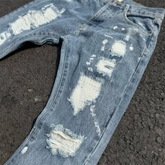 Gallery Dept Ink Splash Damage Patch Splicing Micro Horn Jeans American Punch Street Hip Hop Pants