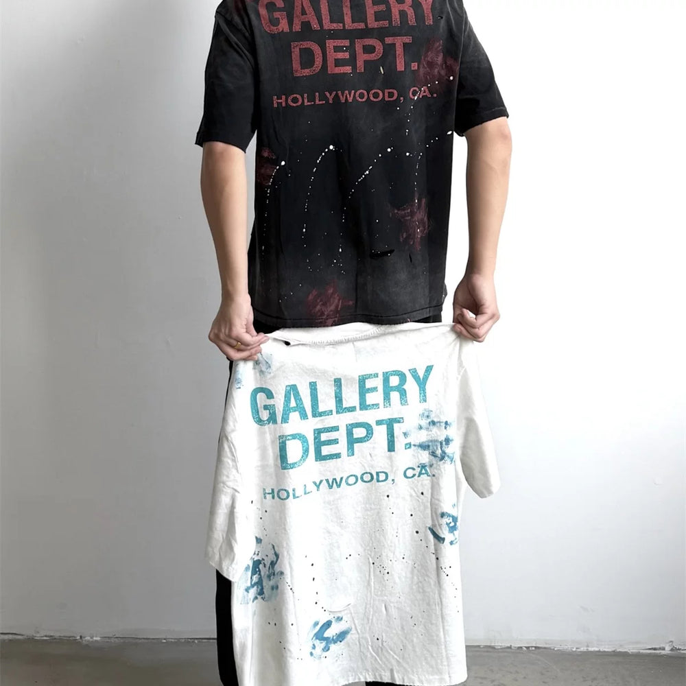GALLERY DEPT California limited edition street splatter graffiti T-shirt loose distressed short sleeved trend
