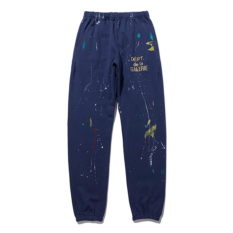 Gallery Dept Ink Splashing Graffiti Thin Pants High Street Trendy Brand Pure Cotton Casual Pants Men's and Women's Foot binding Sports Pants