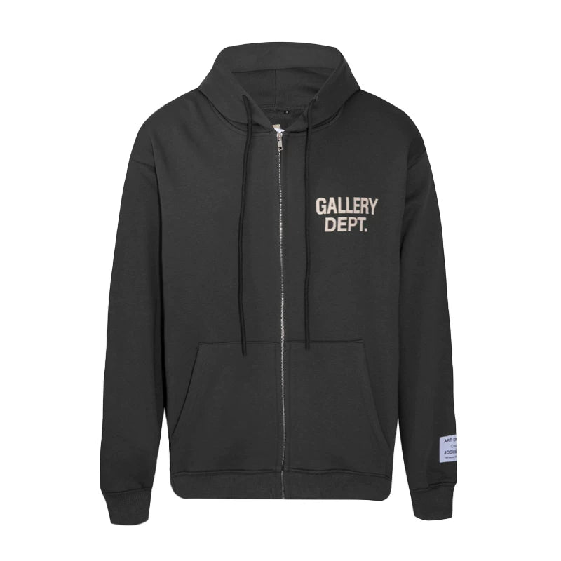 Gallery Depot Autumn Letter Logo Slogan Printed Zipper Jacket Cotton Casual Loose Hoodie