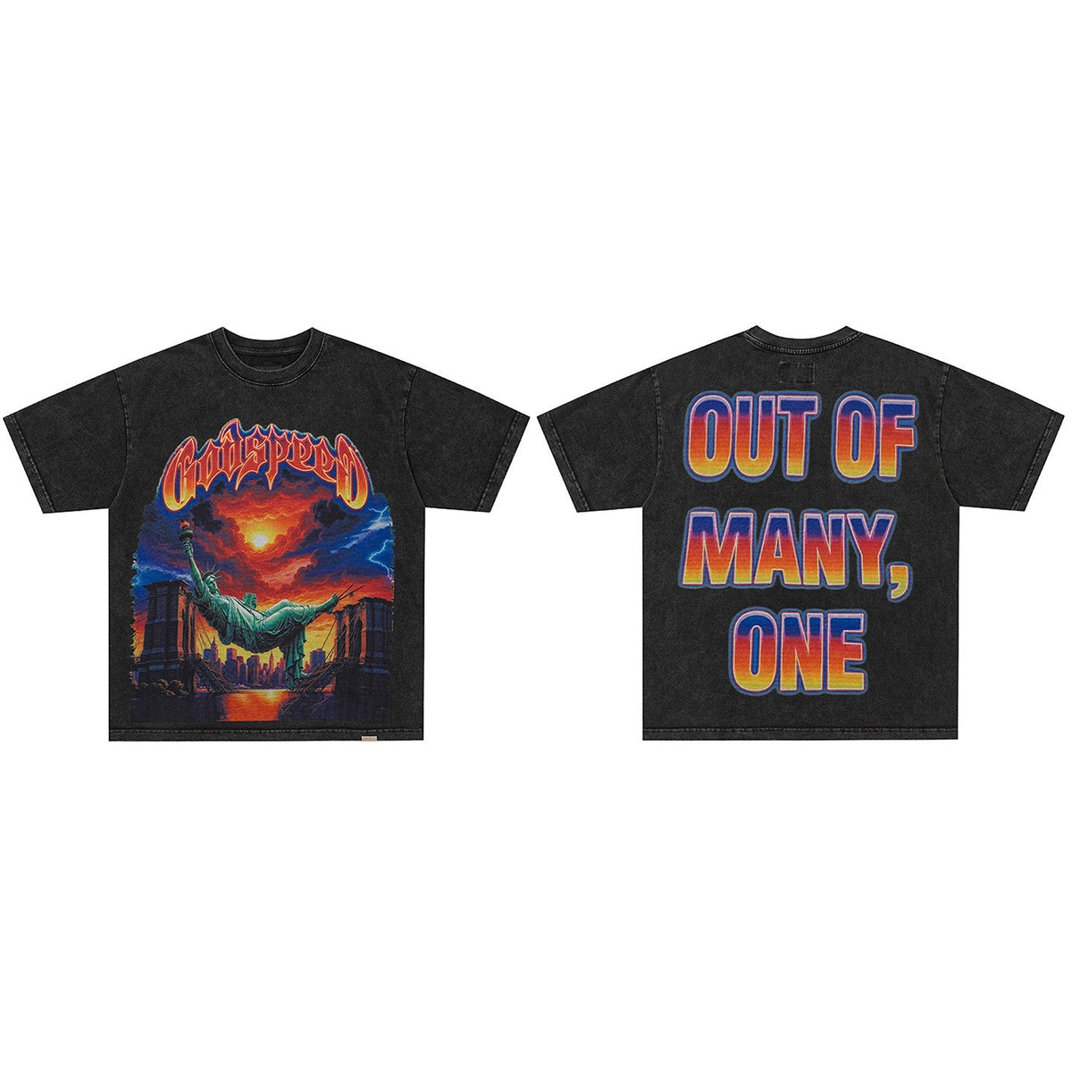 GodSpeed Out Of Many Washed Black T-Shirt