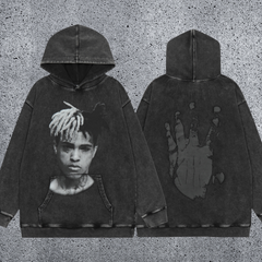REVENGE Washed Black Graphic Hoodie