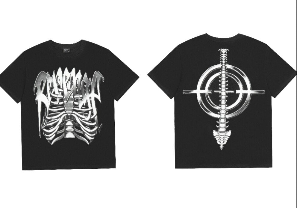 REVENGE Skeleton Graphic Oversized T-Shirt Streetwear Tee
