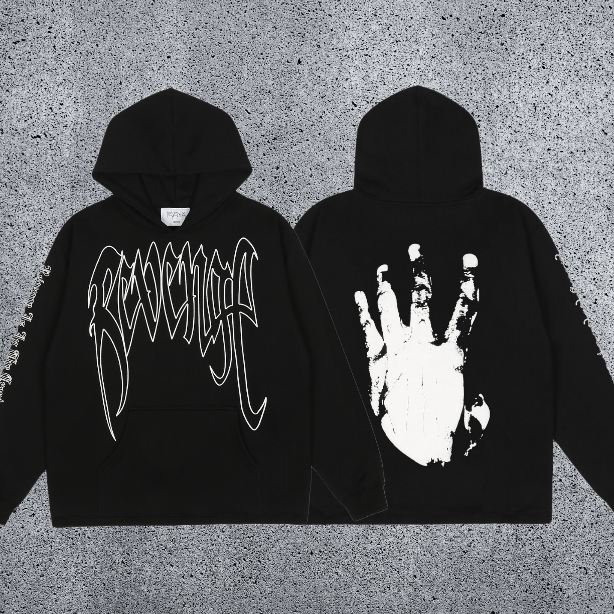 REVENGE Skeleton Hand Graphic Hoodie