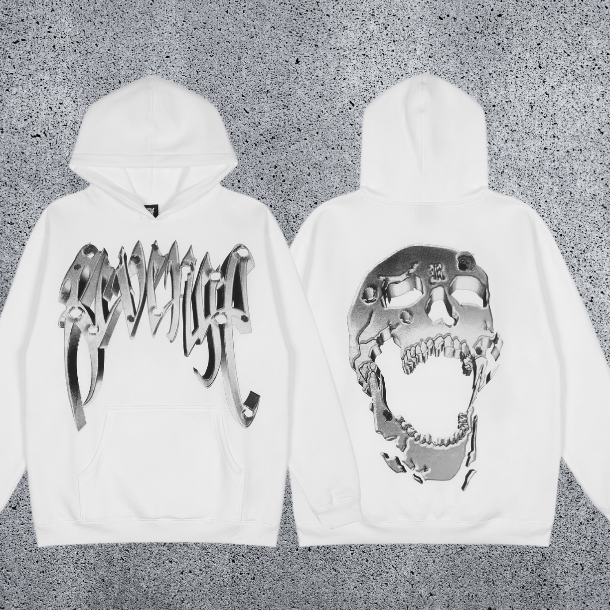 REVENGE Graphic Skull Pullover Hoodie